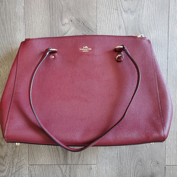 Coach Handbags - Coach Burgundy Leather Tote Bag